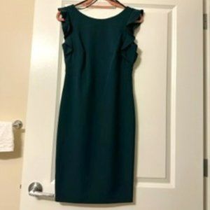 Forest Green Calvin Klein Flutter Sleeve Work Dress